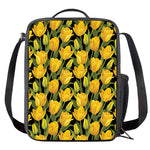 Yellow Tulip Pattern Print Crossbody Lunch Bag