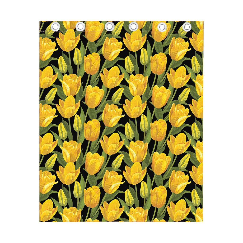 Yellow Tulip Pattern Print Curtain