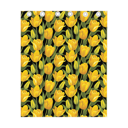 Yellow Tulip Pattern Print Curtain