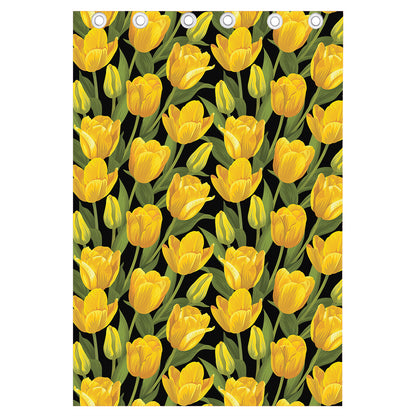 Yellow Tulip Pattern Print Curtain