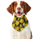 Yellow Tulip Pattern Print Dog Bandana