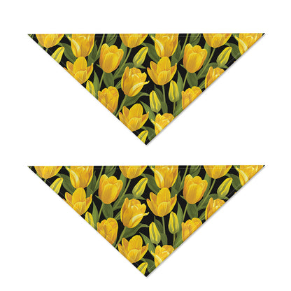 Yellow Tulip Pattern Print Dog Bandana