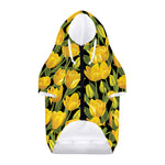 Yellow Tulip Pattern Print Dog Zip Up Hoodie