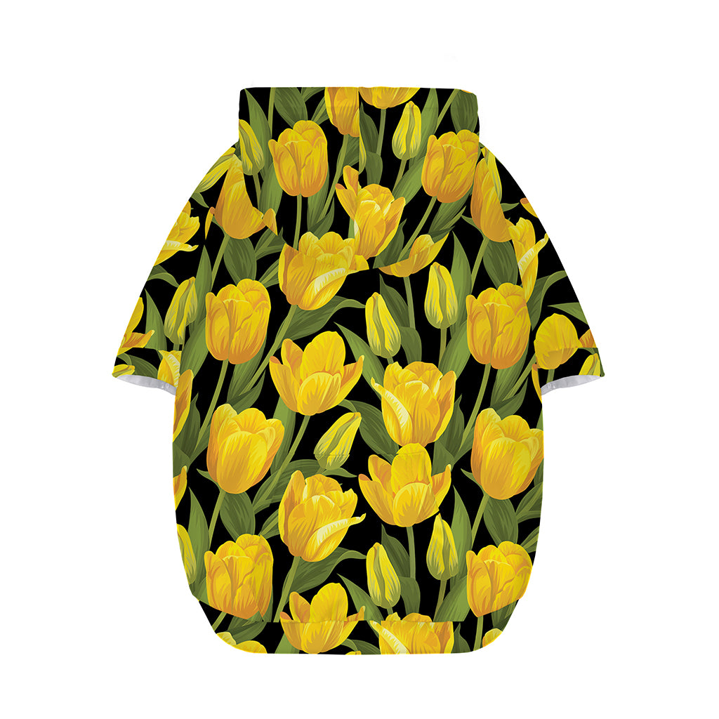 Yellow Tulip Pattern Print Dog Zip Up Hoodie