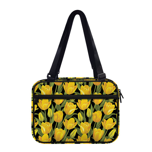 Yellow Tulip Pattern Print Double Strap Bible Bag