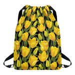 Yellow Tulip Pattern Print Drawstring Backpack