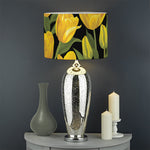 Yellow Tulip Pattern Print Drum Lamp Shade