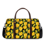 Yellow Tulip Pattern Print Duffle Bag