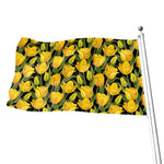 Yellow Tulip Pattern Print Flag