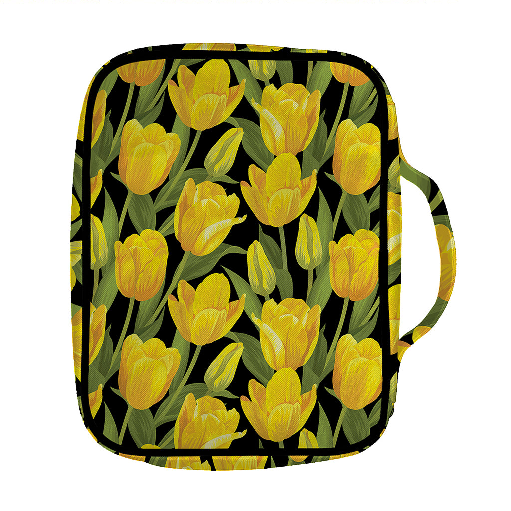 Yellow Tulip Pattern Print Front Pocket Bible Bag