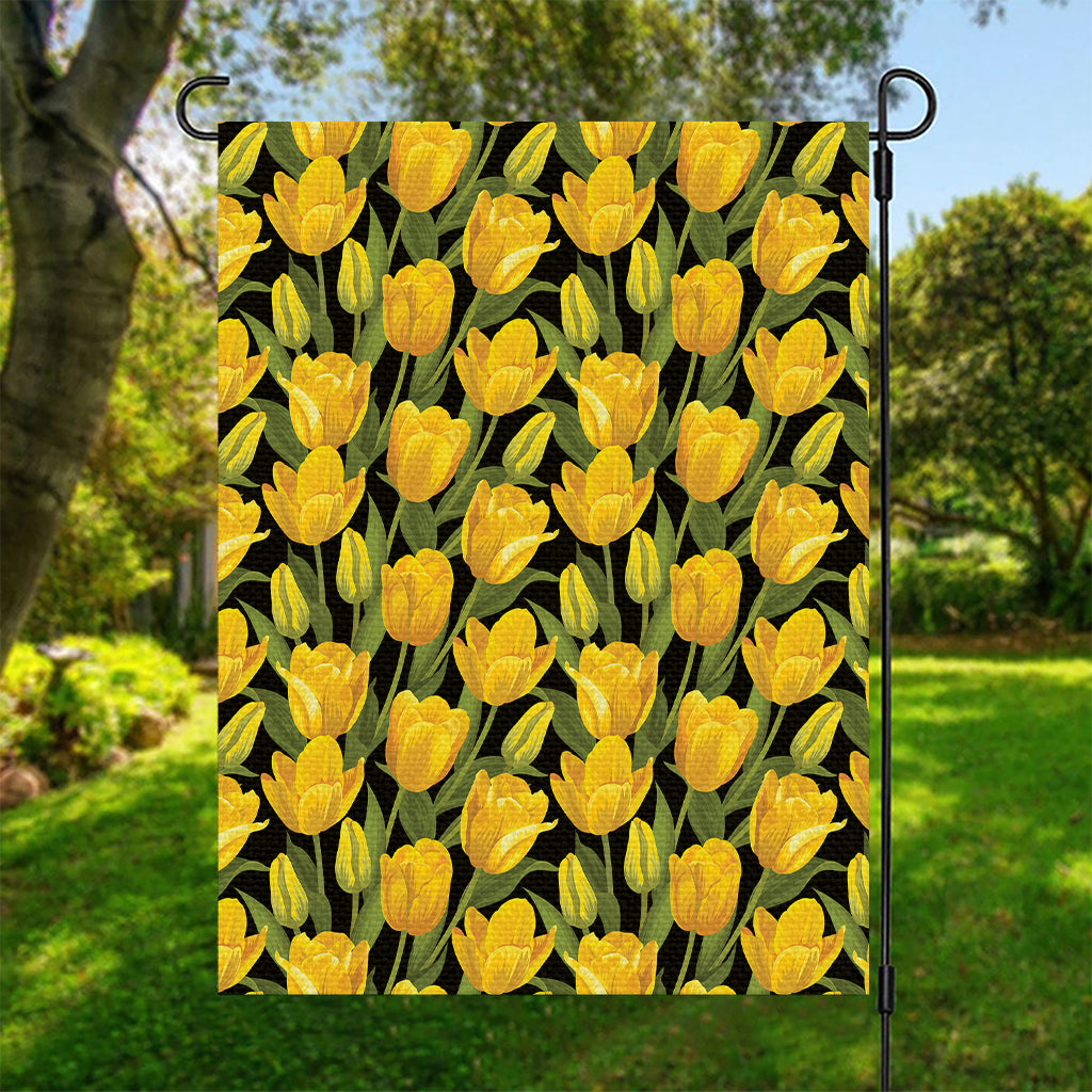 Yellow Tulip Pattern Print Garden Flag