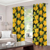 Yellow Tulip Pattern Print Grommet Curtains