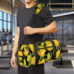 Yellow Tulip Pattern Print Gym Bag
