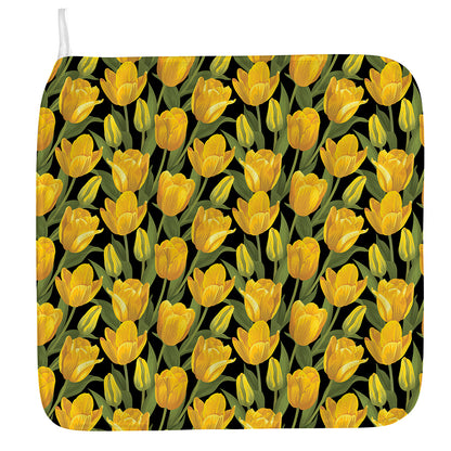 Yellow Tulip Pattern Print Hand Towel