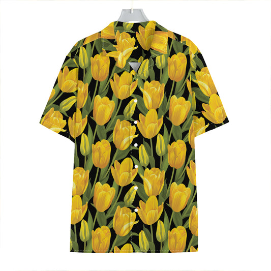 Yellow Tulip Pattern Print Hawaiian Shirt