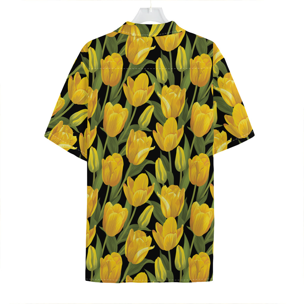 Yellow Tulip Pattern Print Hawaiian Shirt