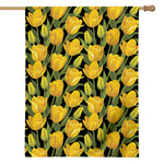 Yellow Tulip Pattern Print House Flag