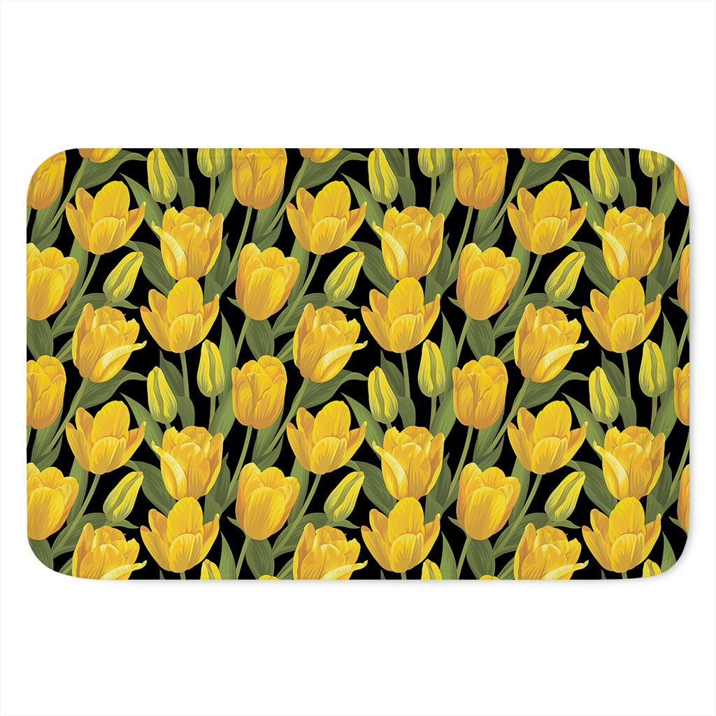 Yellow Tulip Pattern Print Indoor Door Mat