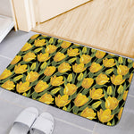 Yellow Tulip Pattern Print Indoor Door Mat