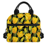 Yellow Tulip Pattern Print Insulated Lunch Bag