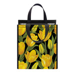 Yellow Tulip Pattern Print Insulated Lunch Tote