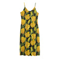Yellow Tulip Pattern Print Jersey Midi Cami Dress