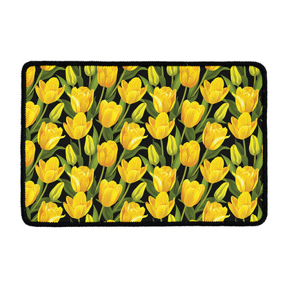 Yellow Tulip Pattern Print Kitchen Mat