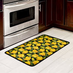 Yellow Tulip Pattern Print Kitchen Mat