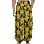 Yellow Tulip Pattern Print Lantern Pants