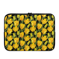 Yellow Tulip Pattern Print Laptop Sleeve