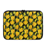 Yellow Tulip Pattern Print Laptop Sleeve