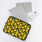 Yellow Tulip Pattern Print Laptop Sleeve