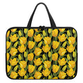 Yellow Tulip Pattern Print Laptop Sleeve With Handle