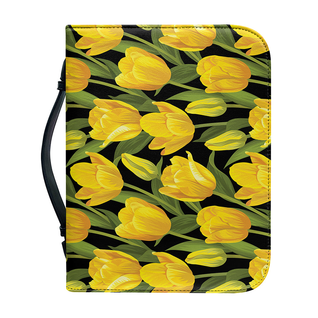 Yellow Tulip Pattern Print Leather Bible Cover