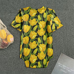 Yellow Tulip Pattern Print Men's Bodysuit