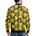Yellow Tulip Pattern Print Men's Bomber Jacket