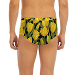 Yellow Tulip Pattern Print Men's Briefs