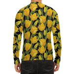 Yellow Tulip Pattern Print Men's Long Sleeve Rash Guard