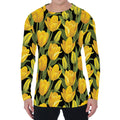 Yellow Tulip Pattern Print Men's Long Sleeve T-Shirt