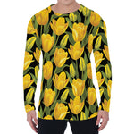 Yellow Tulip Pattern Print Men's Long Sleeve T-Shirt