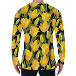Yellow Tulip Pattern Print Men's Long Sleeve T-Shirt