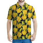 Yellow Tulip Pattern Print Men's Polo Shirt