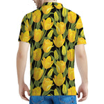 Yellow Tulip Pattern Print Men's Polo Shirt