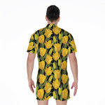 Yellow Tulip Pattern Print Men's Rompers