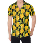 Yellow Tulip Pattern Print Men's Shirt