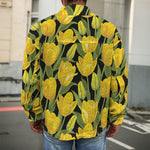 Yellow Tulip Pattern Print Men's Shirt Jacket