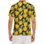Yellow Tulip Pattern Print Men's Short Sleeve Rash Guard