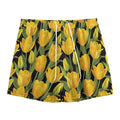 Yellow Tulip Pattern Print Mesh Shorts