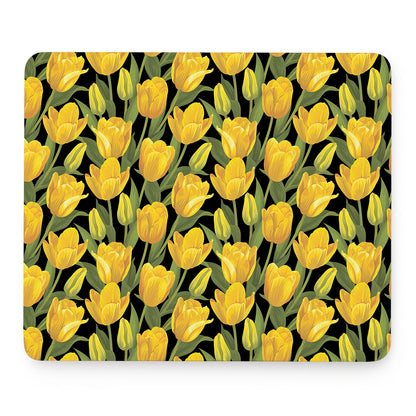 Yellow Tulip Pattern Print Mouse Pad
