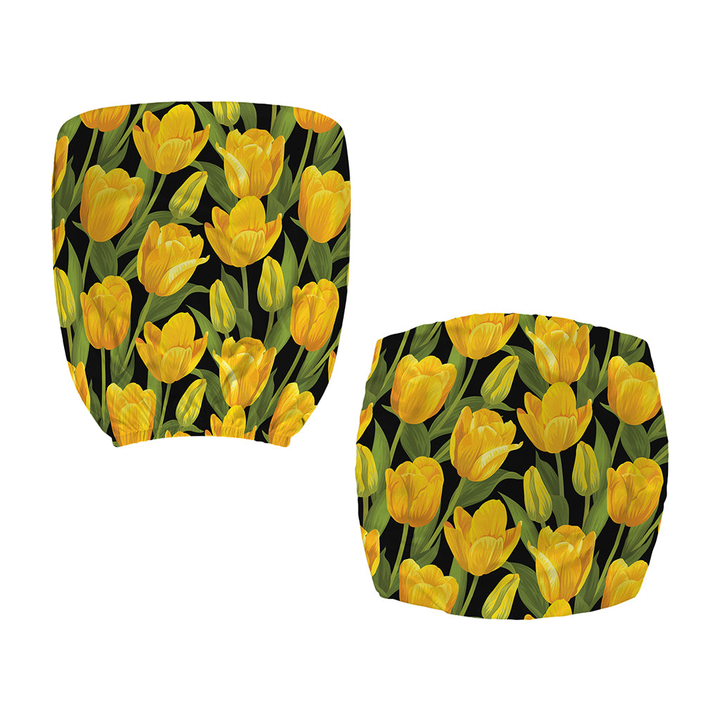 Yellow Tulip Pattern Print Office Chair Cover